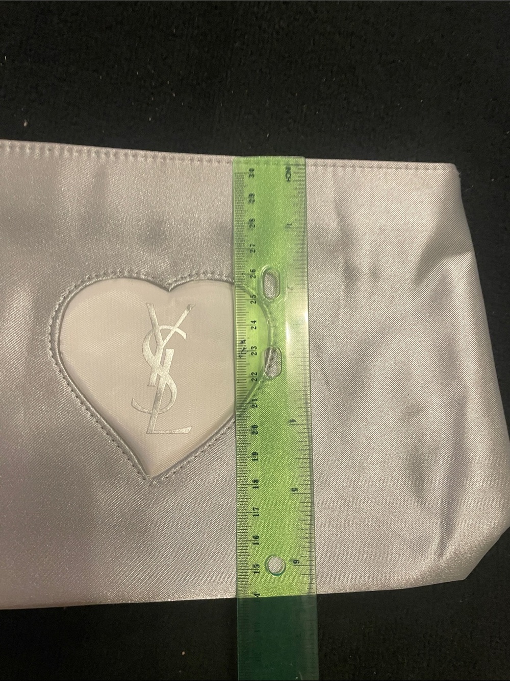 Yves Saint Laurent Silver Heart Logo Makeup Pouch - Picture 3 of 6